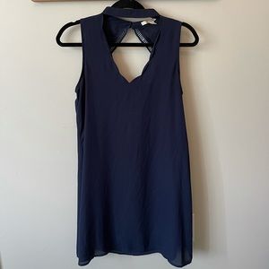 Navy blue dress, S, scallop and keyhole details
